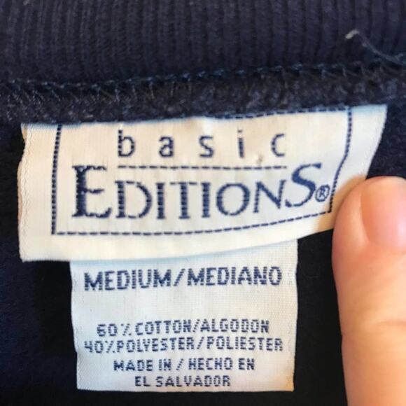 Basic Editions M sweater navy blue Christmas teddy bear Vintage 90s - Picture 4 of 7